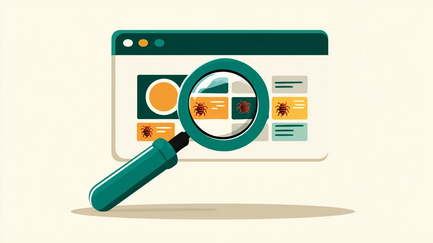 Loupe révélant des malwares cachés dans les pages d'un site WordPress
